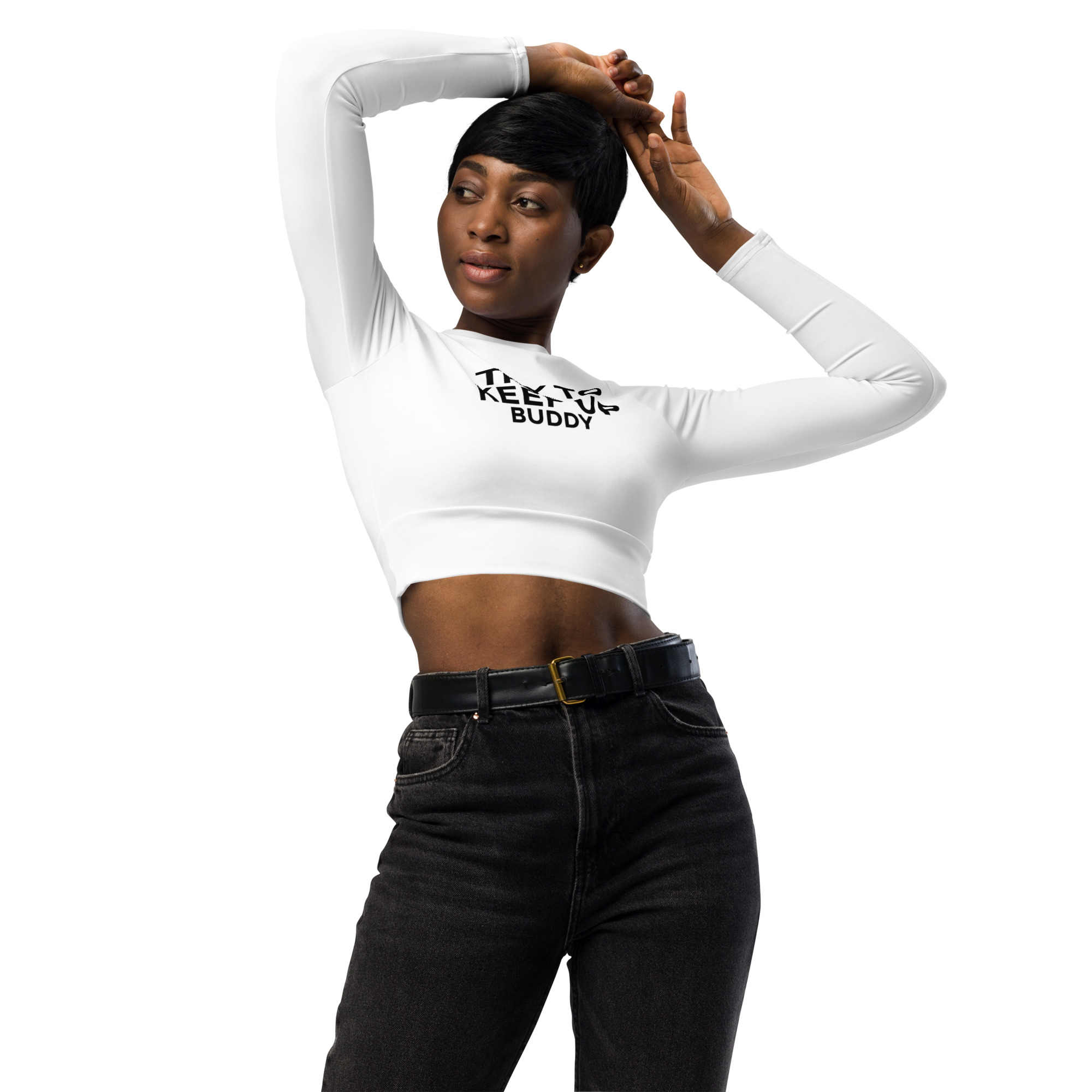 Try to keep up buddy long-sleeve crop top