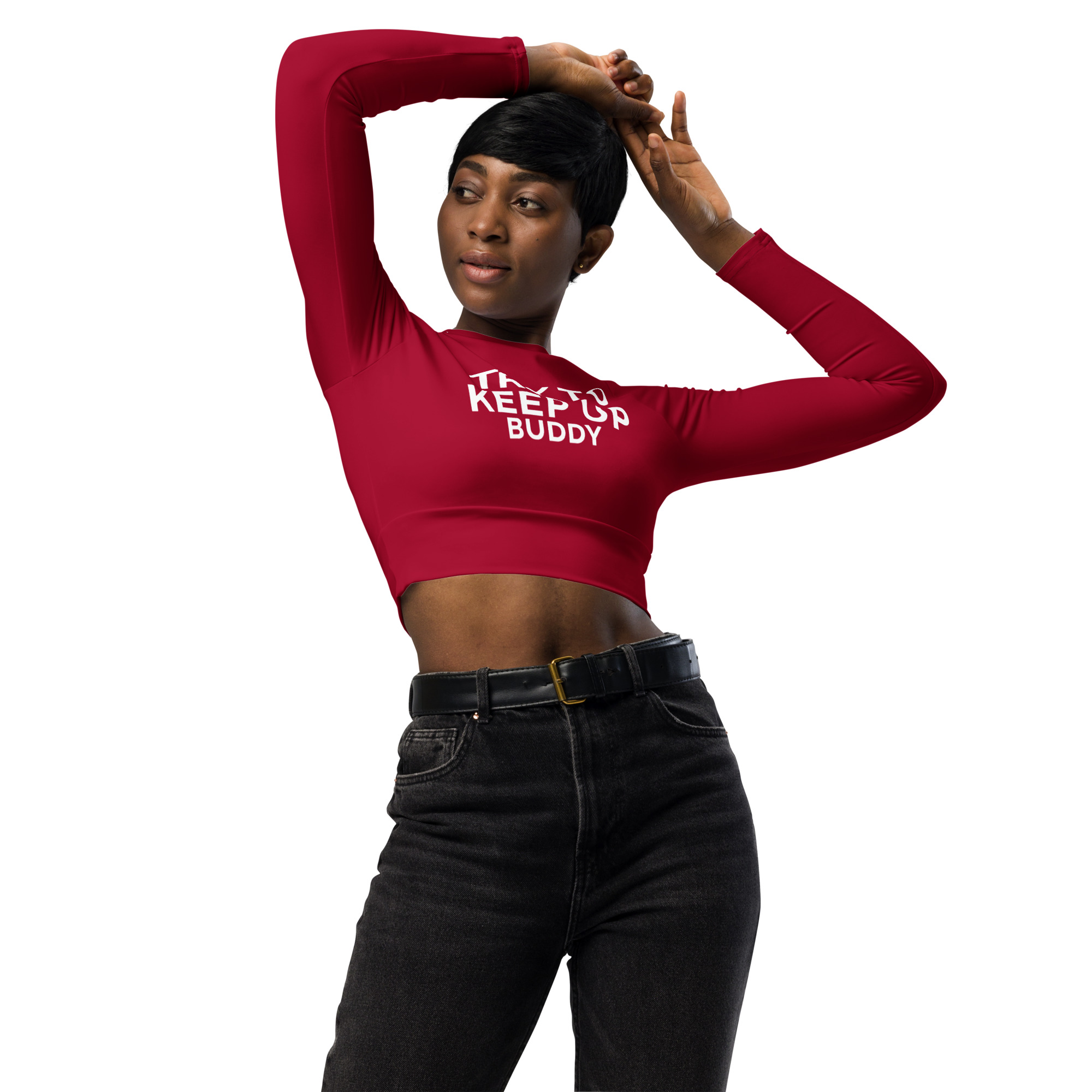 Try to keep up buddy long-sleeve crop top