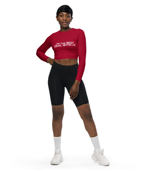 I'm the best. Deal with it. long-sleeve crop top